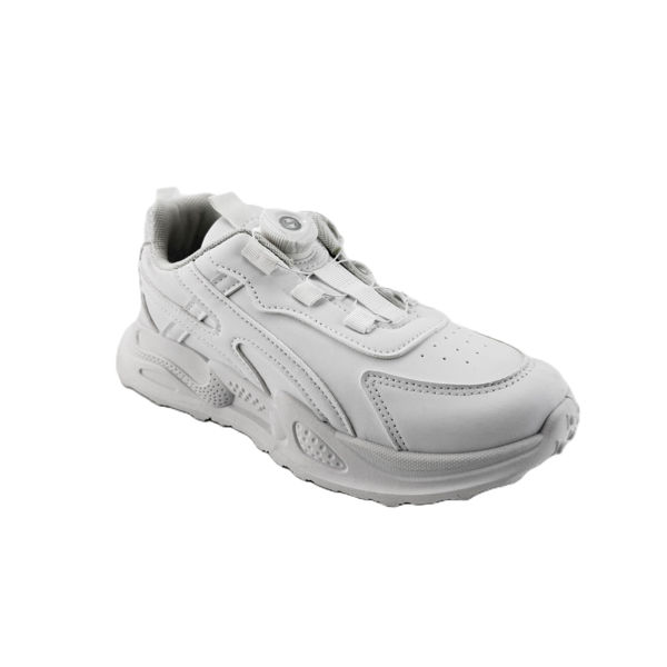 圖片 FOOTSPOT-童裝白色旋轉鈕扣免繫鞋帶 運動鞋 ( Kids’ White Slip-On Sneakers with Twist Lock Dial)