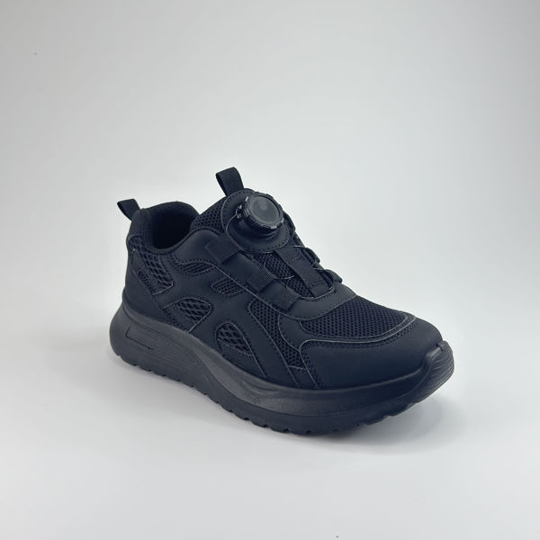 Picture of FOOTSPOT-黑色旋轉鈕扣免繫鞋帶透氣網面運動鞋 (FOOTSPOT – Black Breathable Mesh Sneakers with Twist Lock No-Tie Laces)